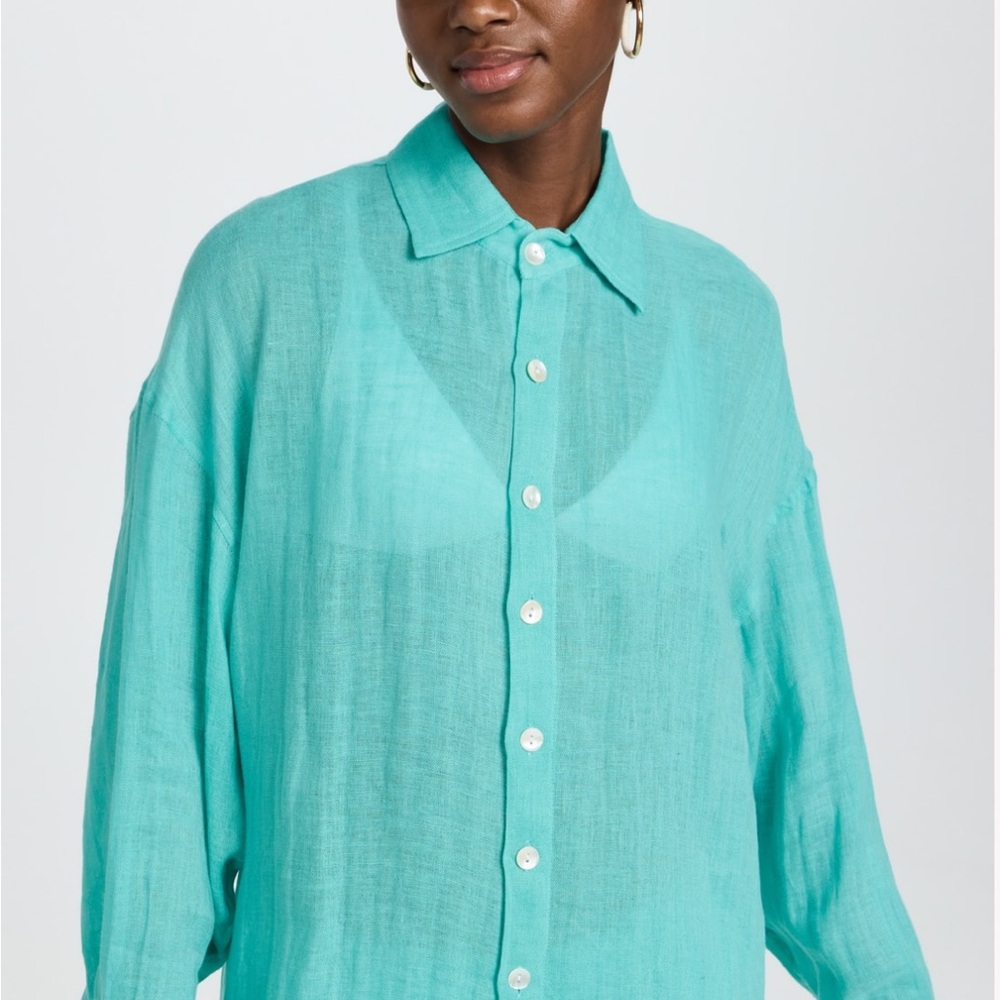 Vitamin A Playa Linen Oversized Shirt Dress